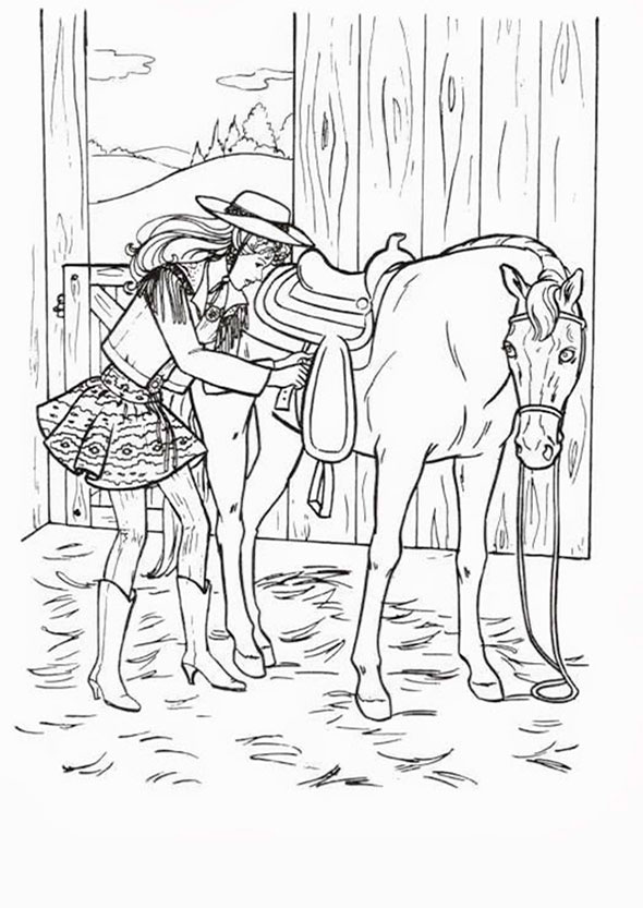 Barbie und Pferd malvorlagen
